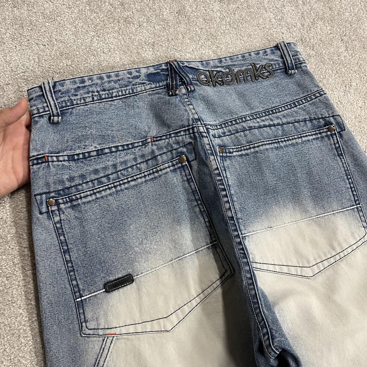 Akademiks baggy jeans y2k washed blue W32L34 Wide leg heavy denim utility pockets cargo skater pant
