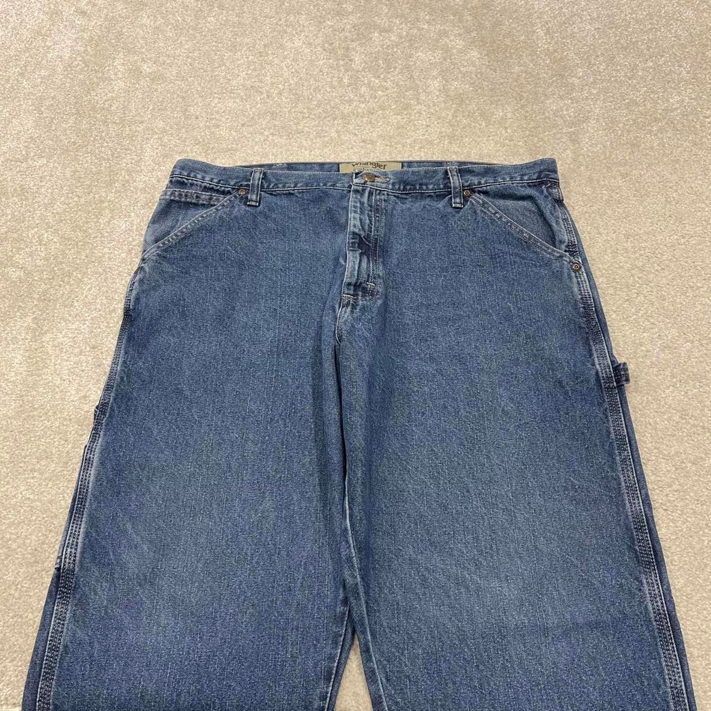 Y2K baggy fit Wrangler carpenter jeans blue Loose wide leg denim skate style workwear cargo pants