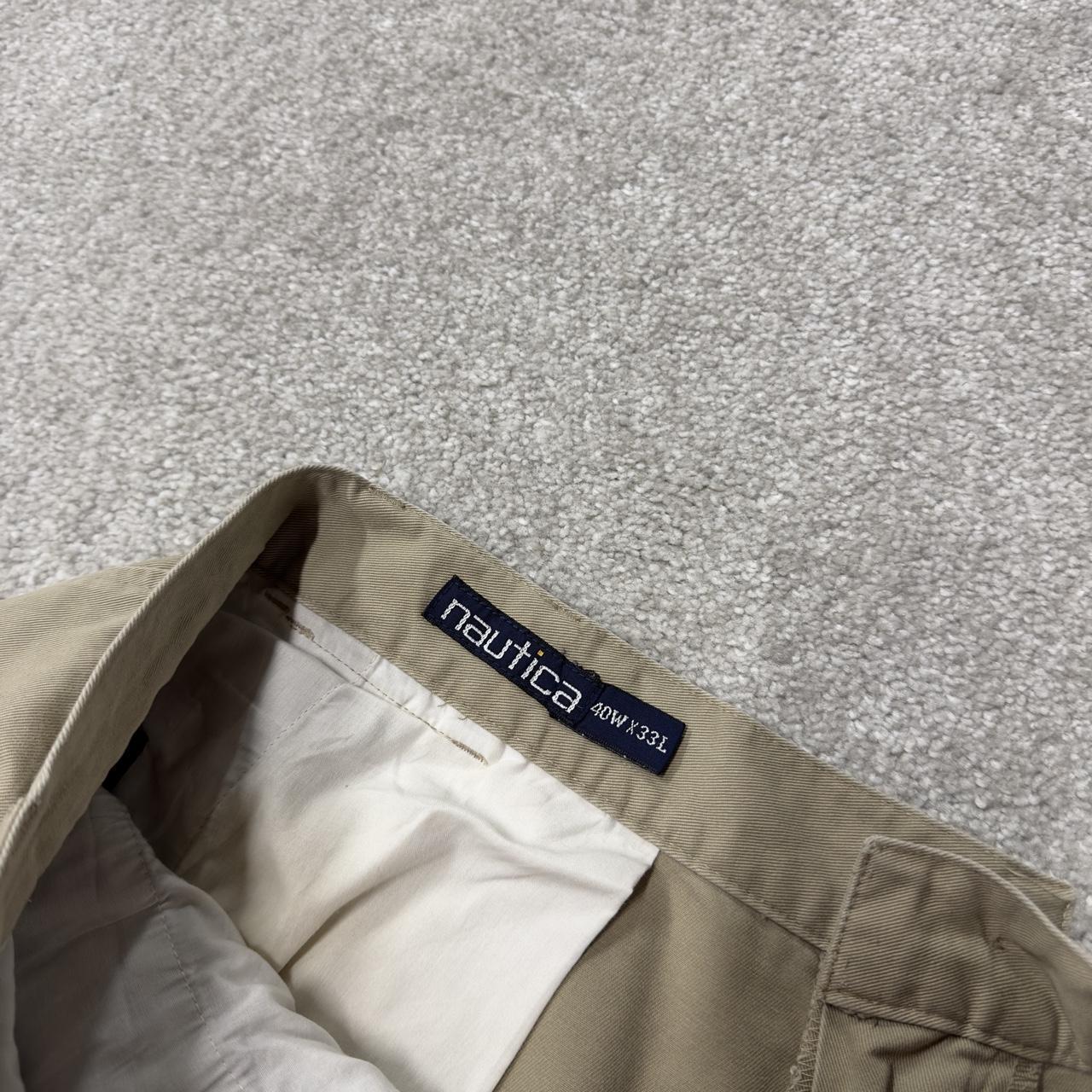 Y2K nautica baggy cargo pants beige 40x30 Loose leg straight chino style skate work trousers