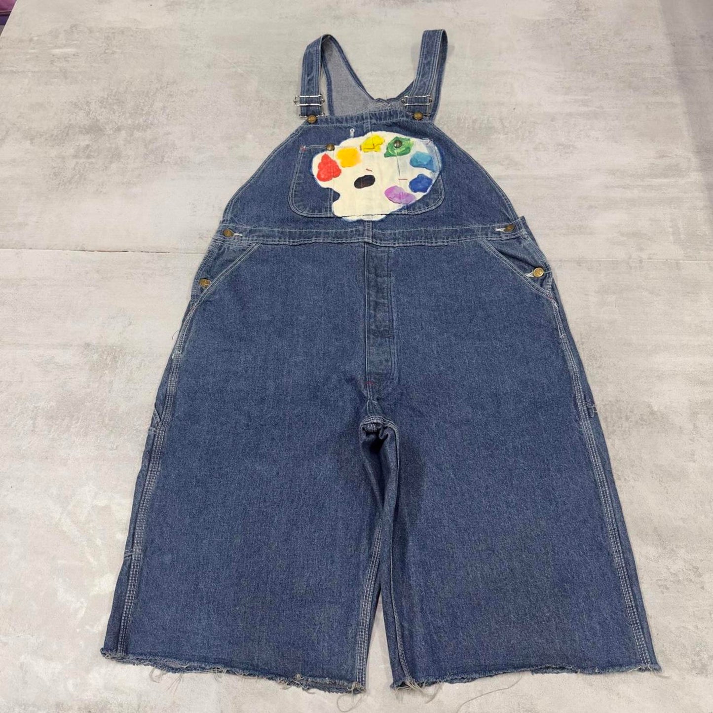 Dickies dungaree shorts W40 USA blue mens denim painters overalls