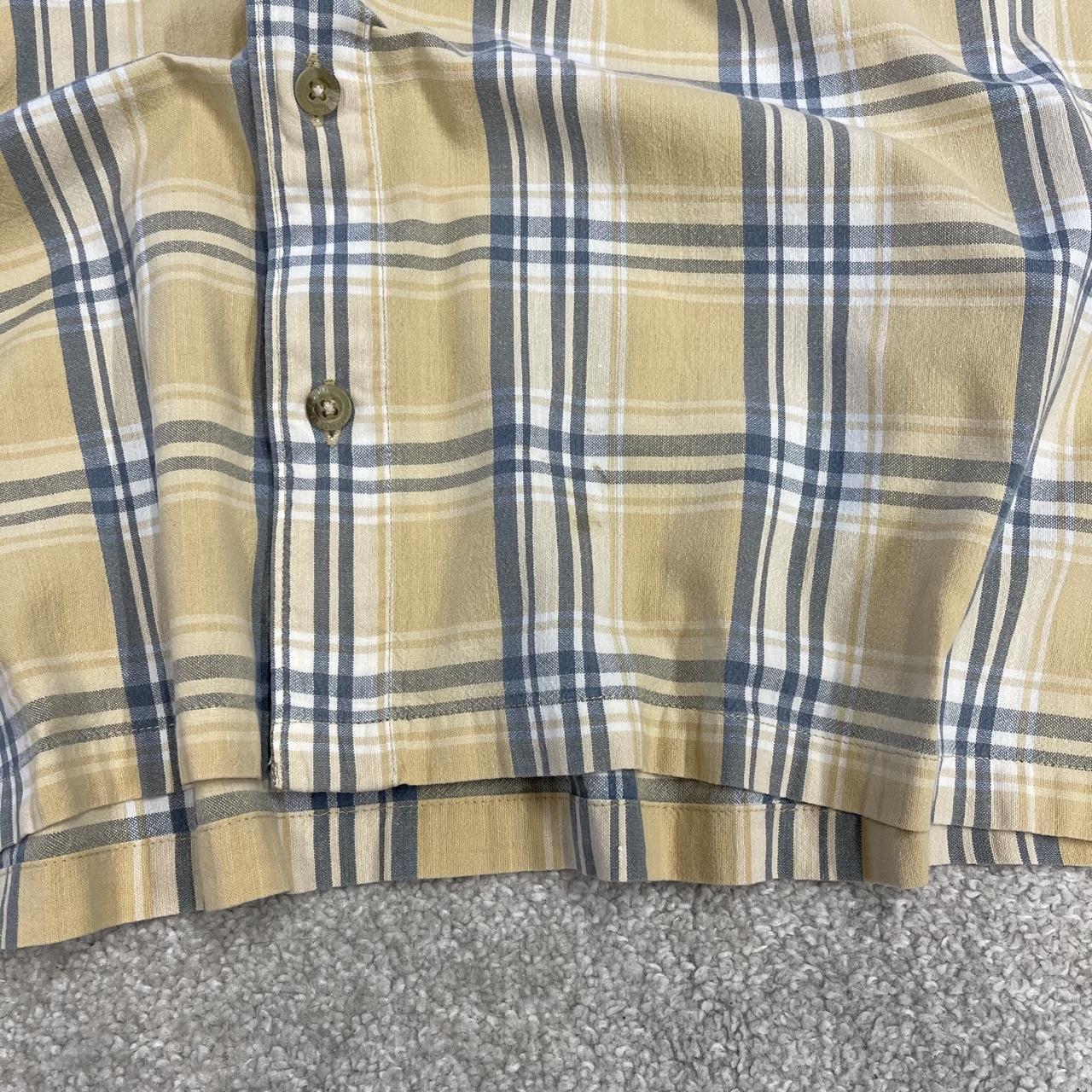 Columbia checkered short sleeve shirt surf yellow Y2K festival button down check shirt summer