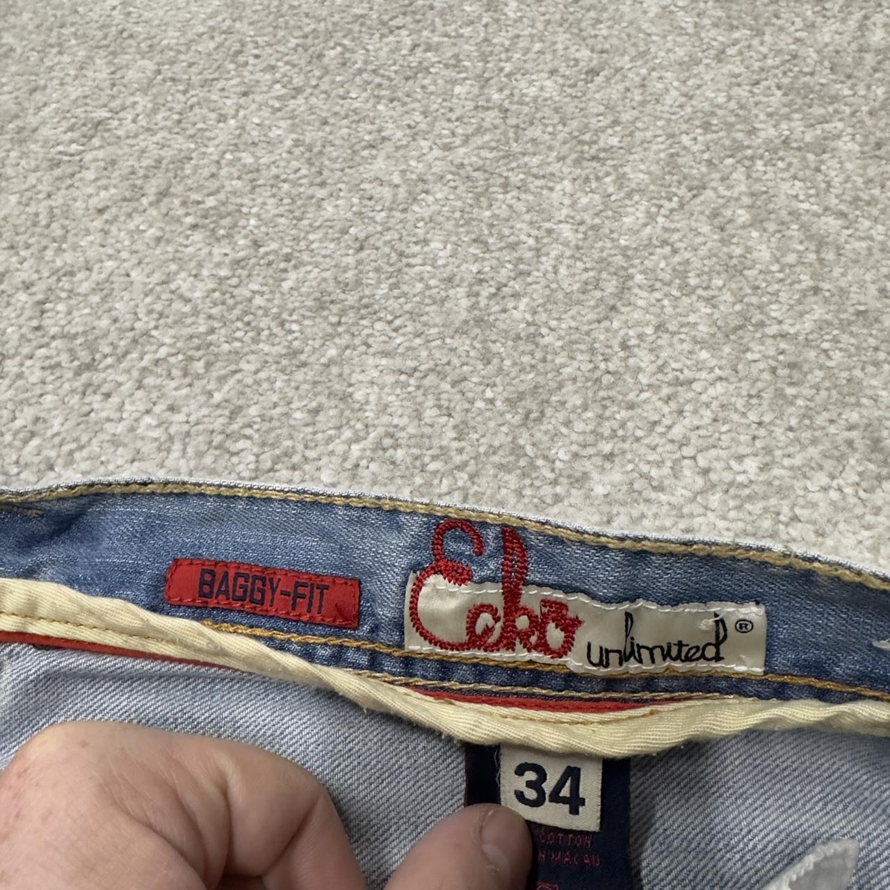 Y2K baggy ecko unltd jeans washed blue denim W34L32 Baggy fit loose surf style pants