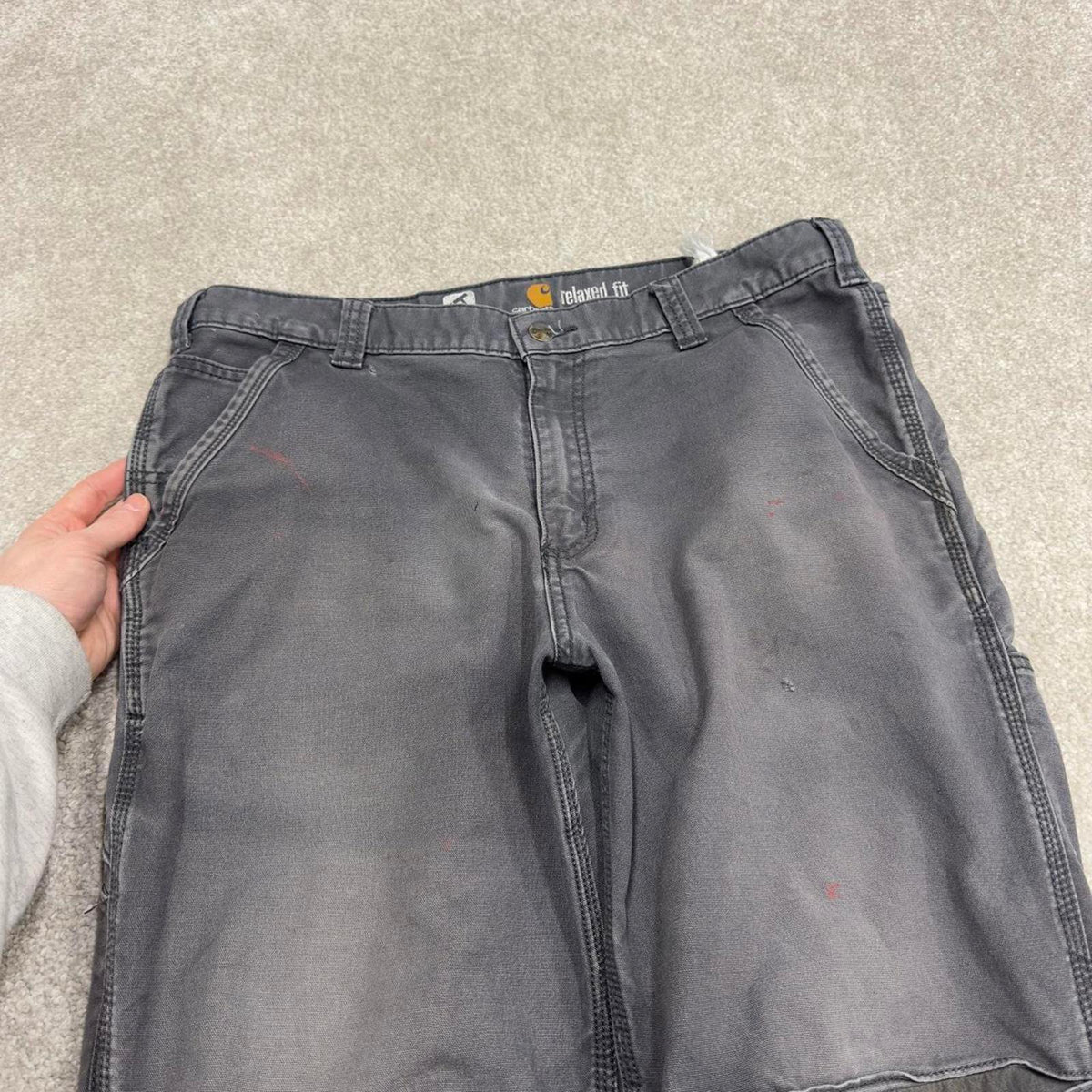 Vintage Carhartt cargo pants grey Loose relaxed fit canvasy skate style workwear cargo pants
