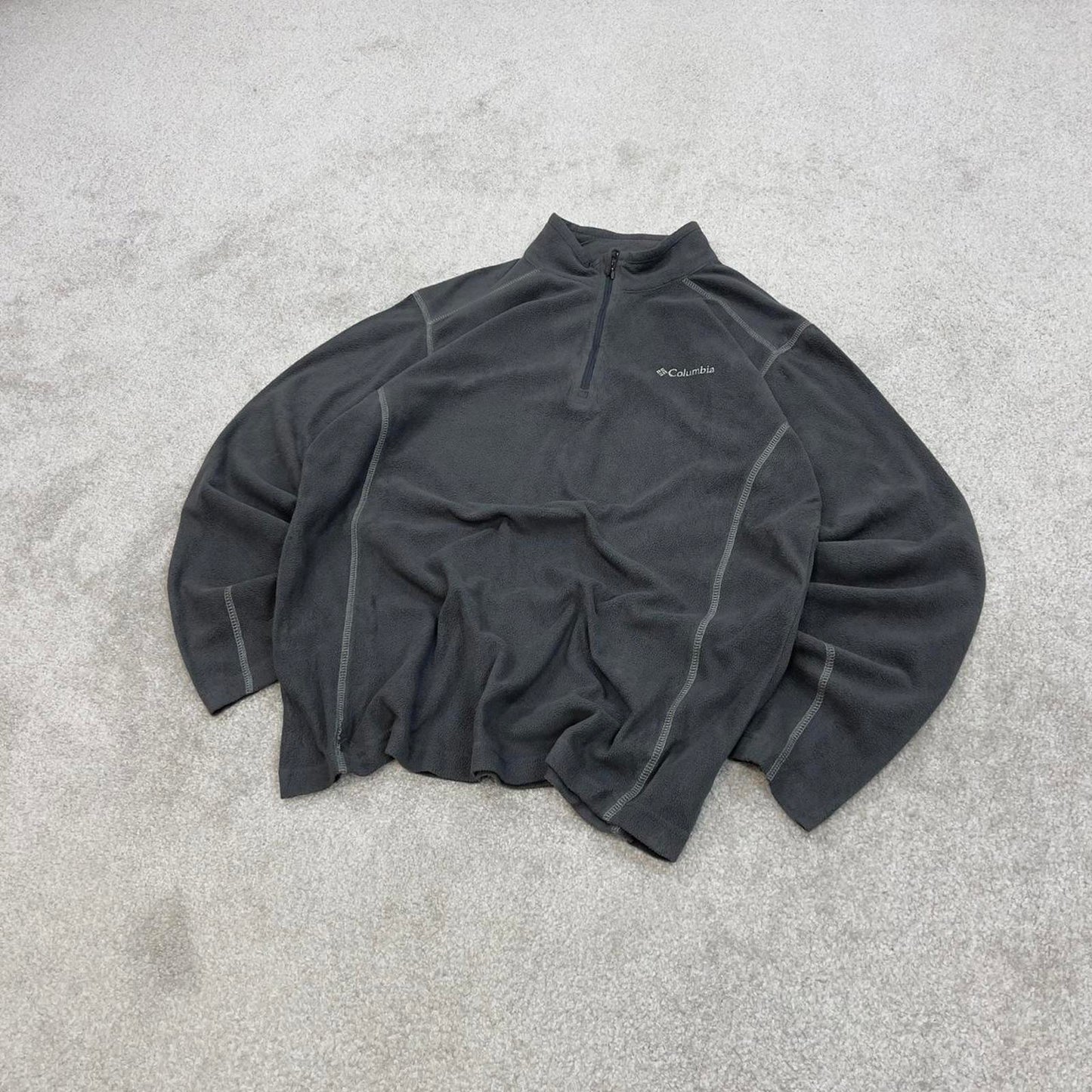 Grey Columbia technical zip up fleece Medium y2k style autumn adjustable waist lightweight