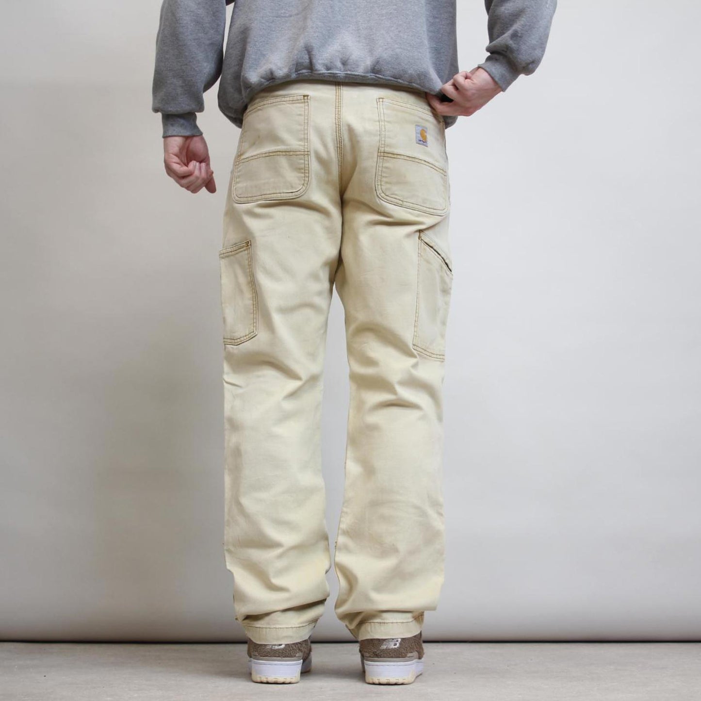 Cream Carhartt double knee carpenter jeans W34