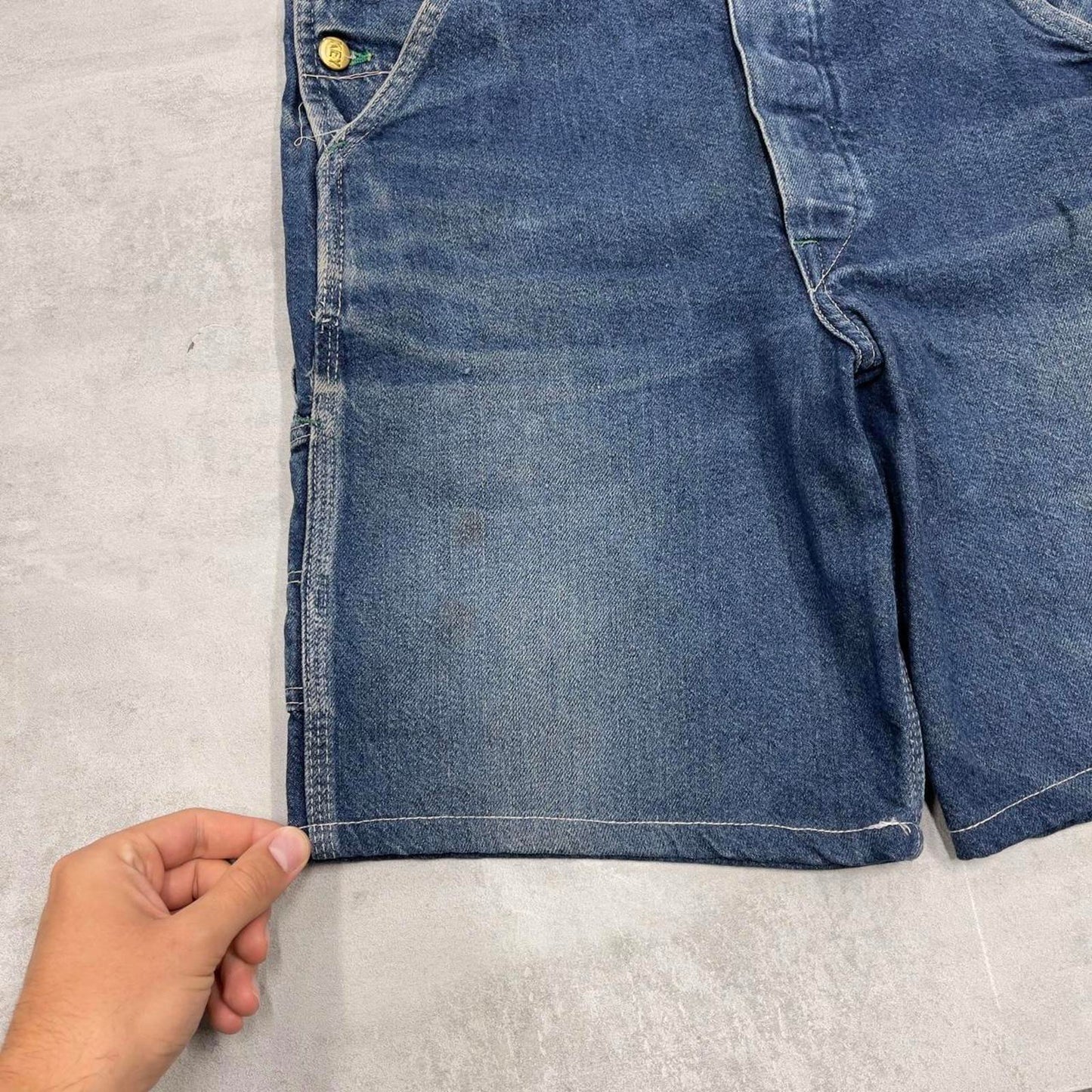 Vintage Key dungaree shorts W32 USA blue mens denim overalls