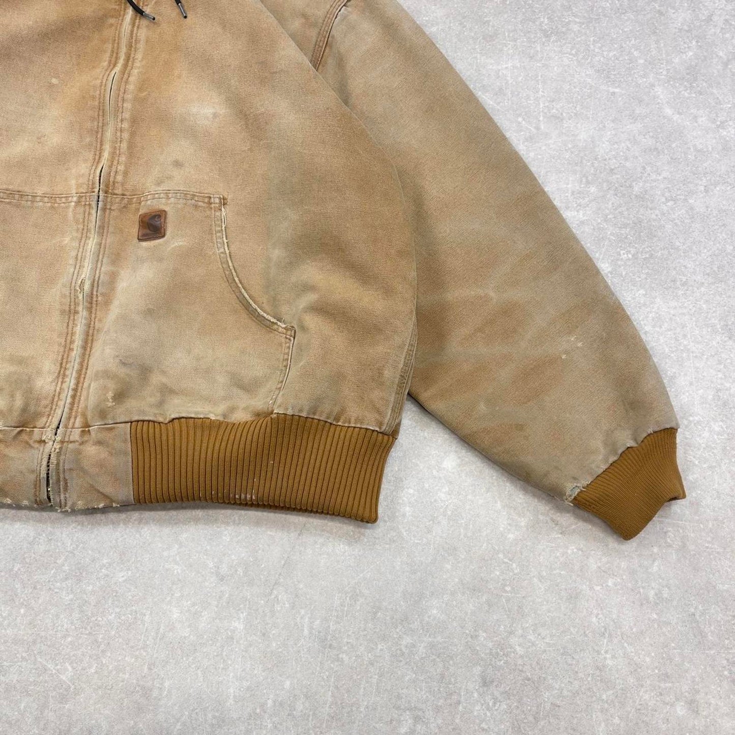 Vintage Carhartt hooded active jacket XL hamilton brown thick canvas bomber