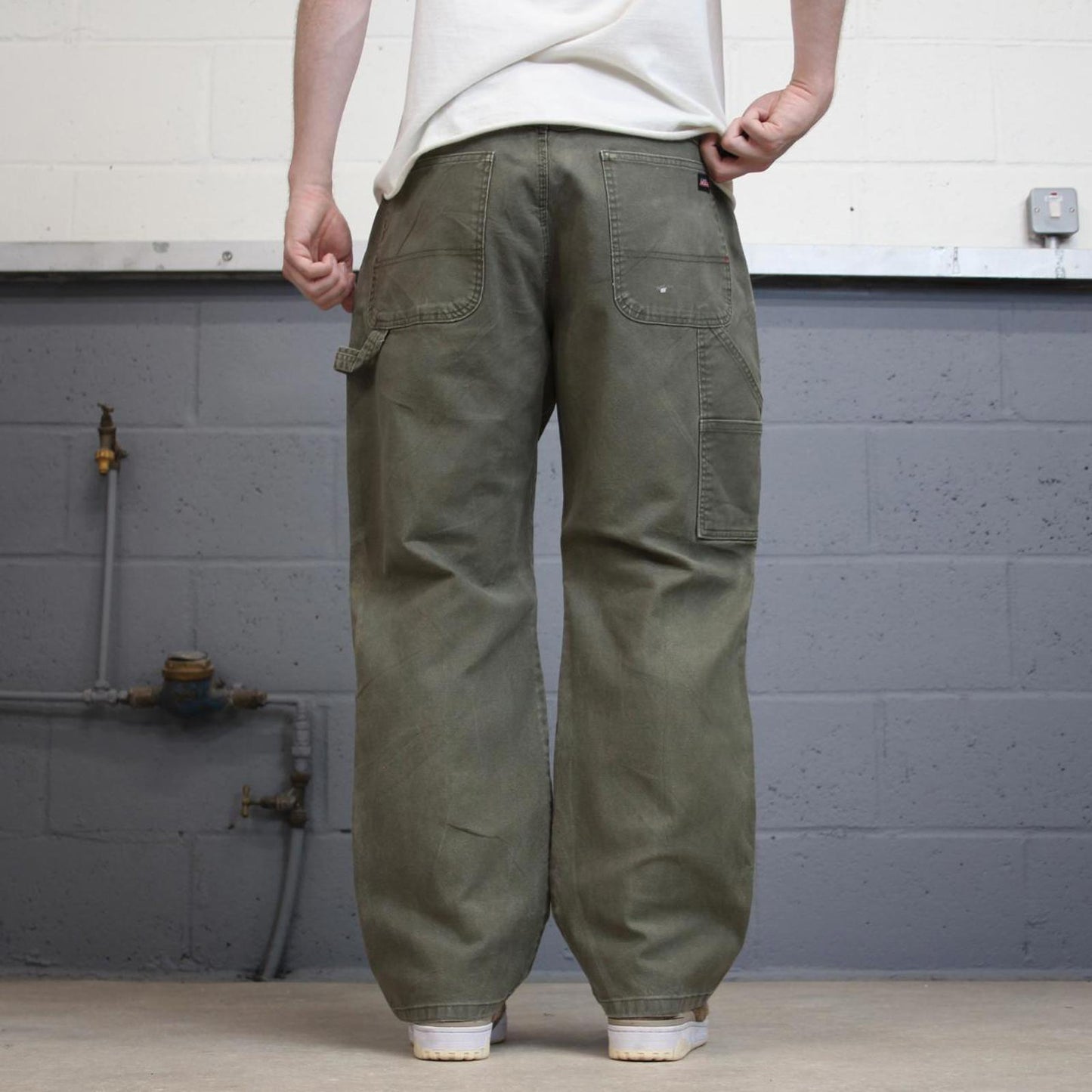 Loose Dickies carpenter jeans W36L30 90s skate style green thick canvas cargos