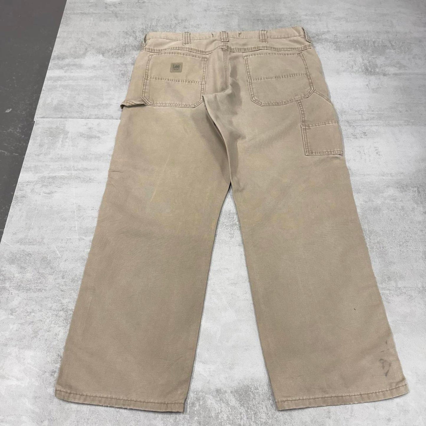 Baggy Lee carpenter pants W38L30 Loose wide leg cargo pants 90s style beige