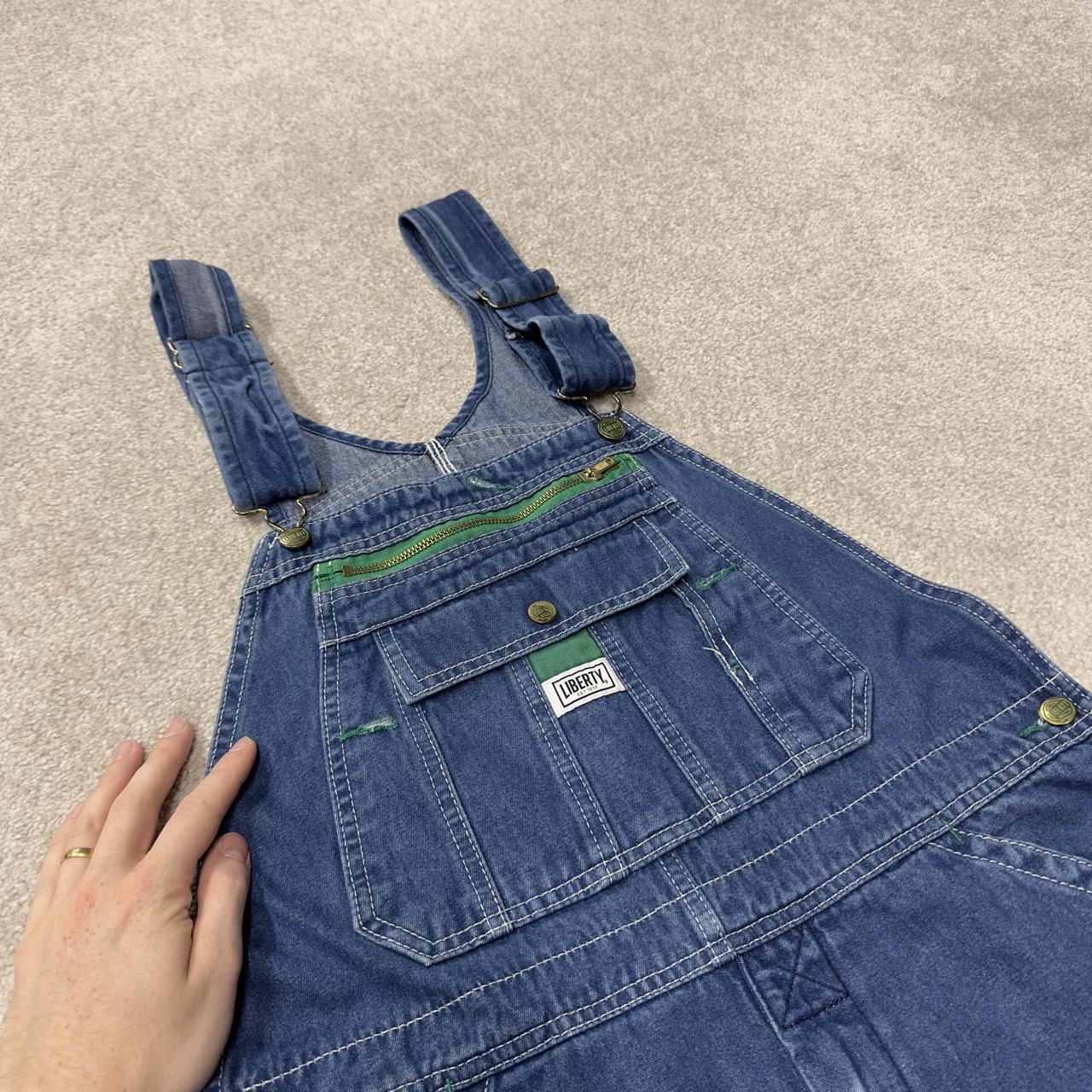 Liberty baggy dungarees denim overalls navy blue Vintage workwear bib & brace utility