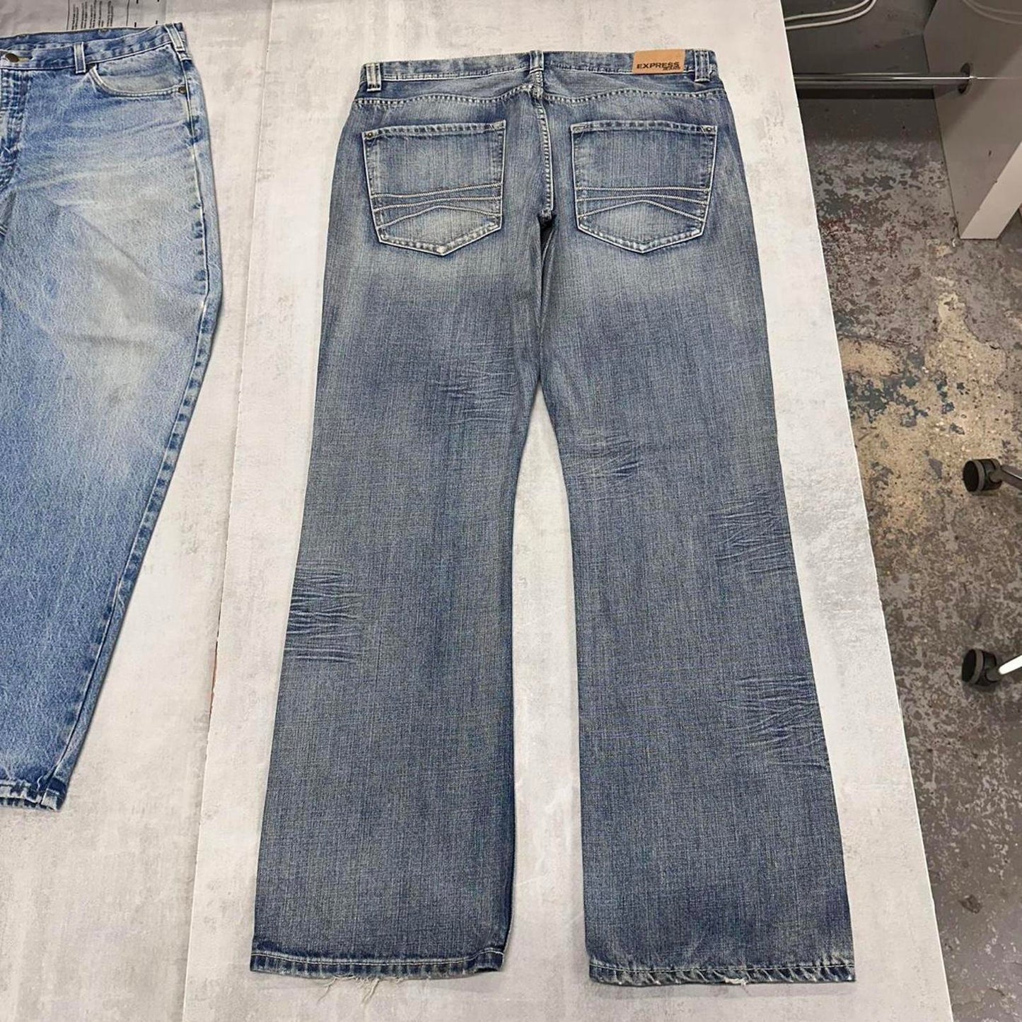 Mens Loose Express jeans W38 L34 blue bootcut Y2K style hip hop