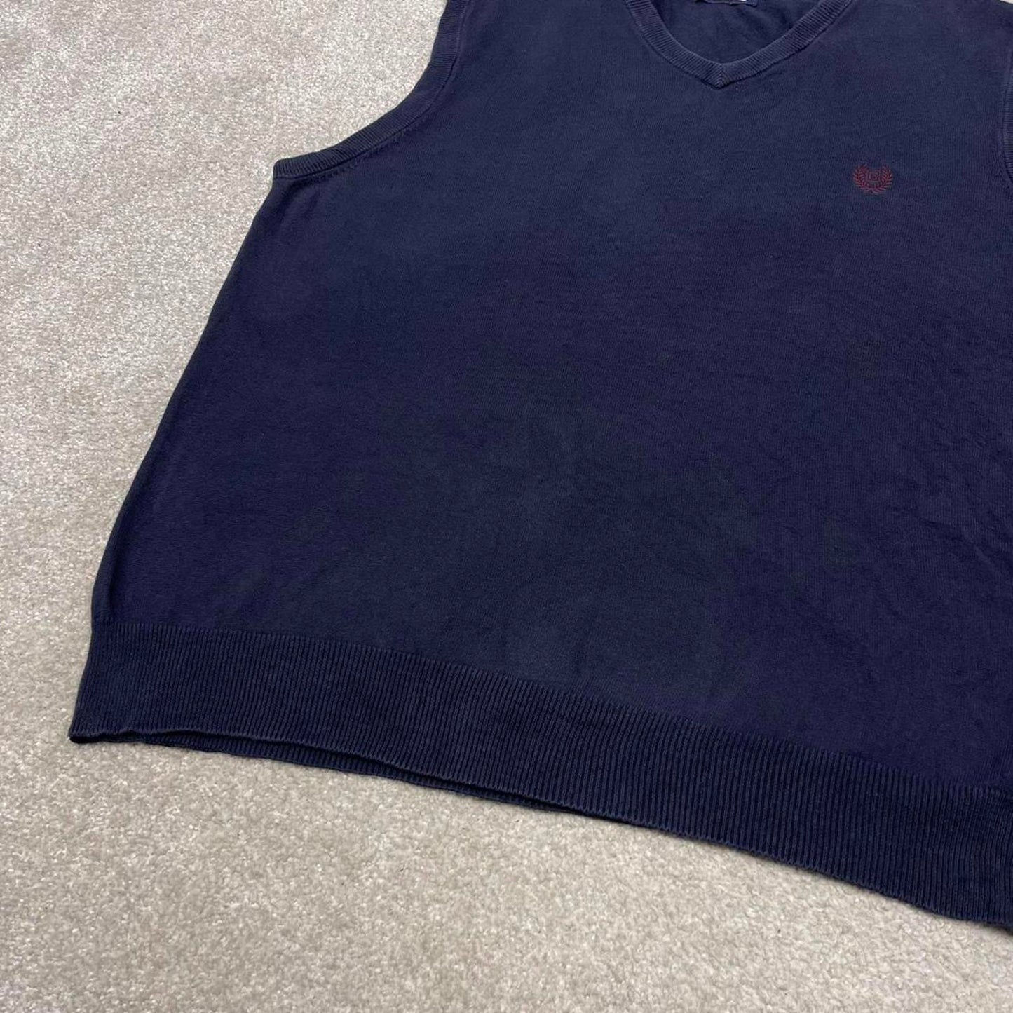 90s CHAPS knit sweater vest L men's navy knitted V neck pull over y2k 00s style