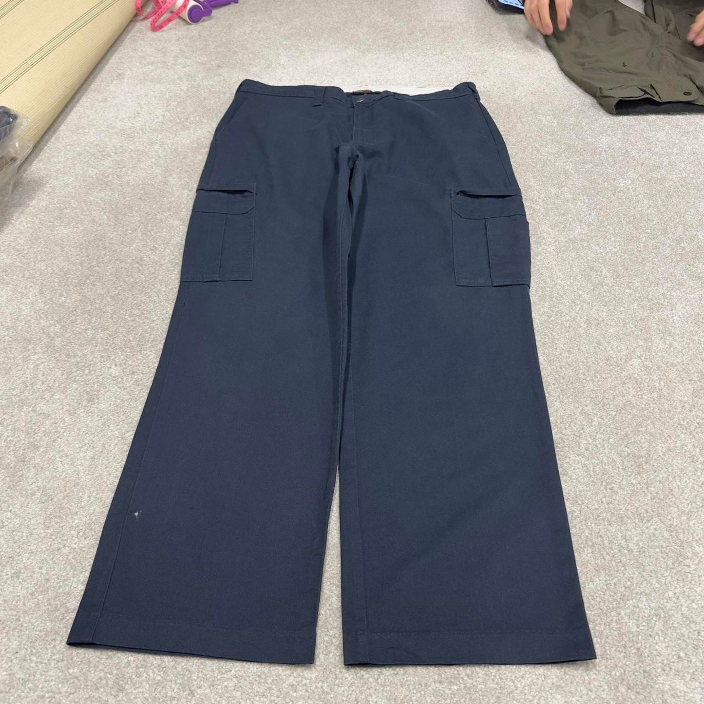 90s Dickies cargo trousers workwear W38L32 navy loose chino style skater cargo pants