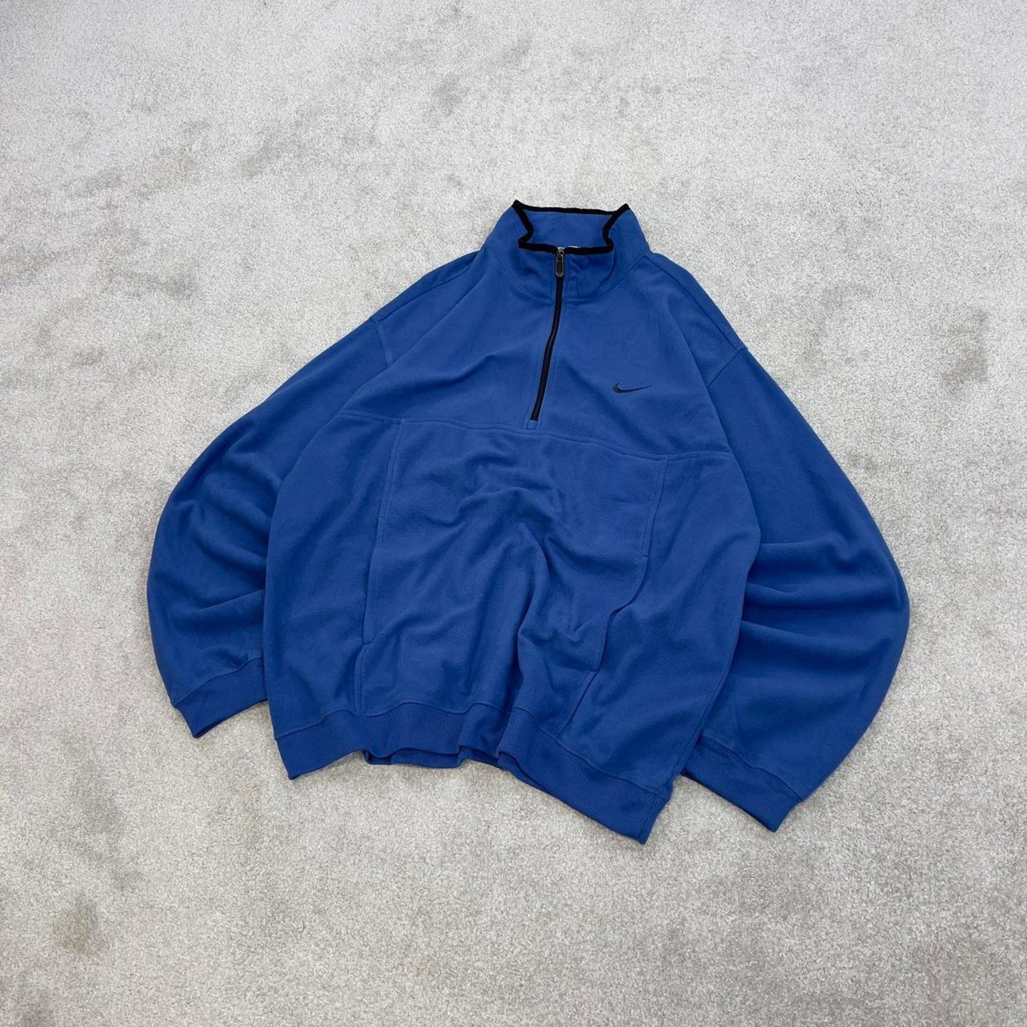 Blue Nike quarter zip technical pullover fleece XXL embroidered swoosh logo autumn y2k style