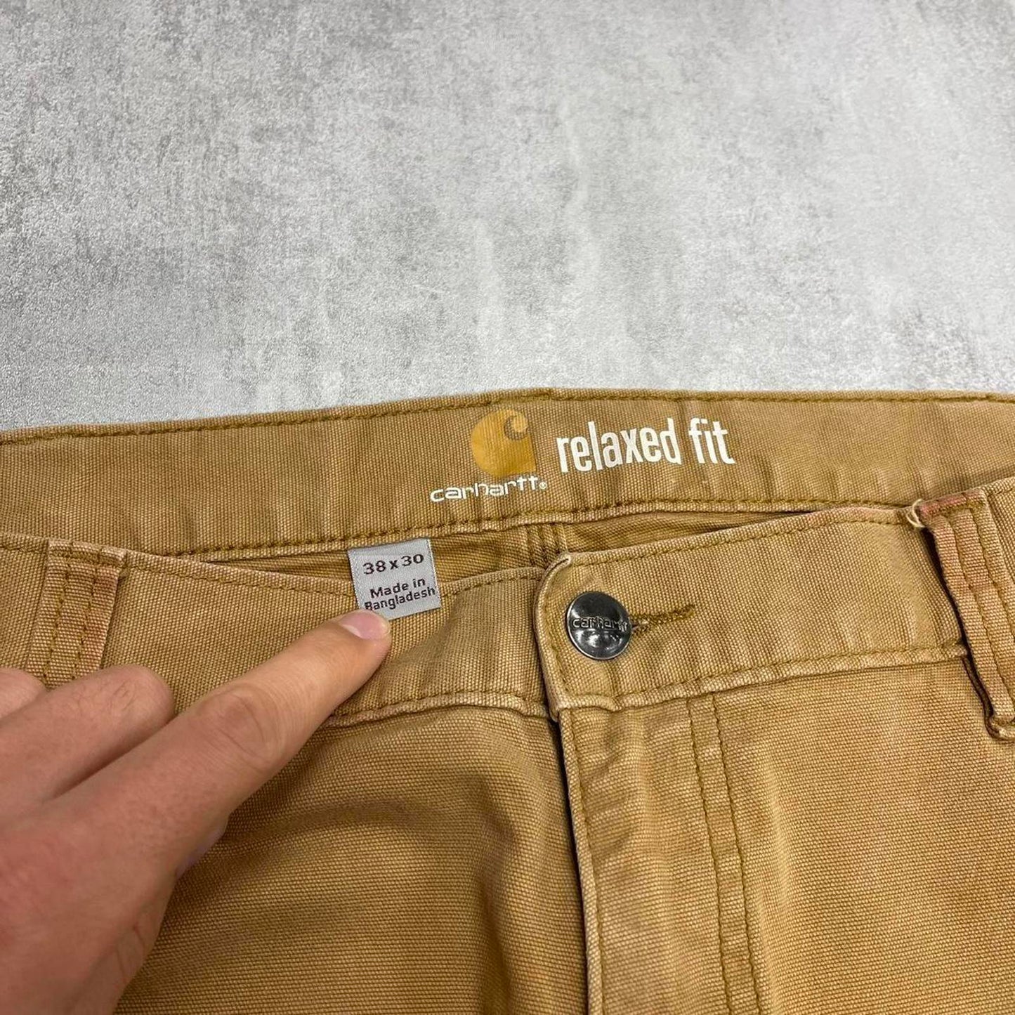 Carhartt carpenter pants W38L30 relaxed fit cargos faded tan