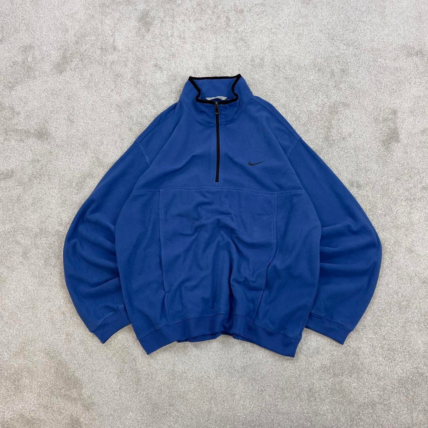 Blue Nike quarter zip technical pullover fleece XXL embroidered swoosh logo autumn y2k style