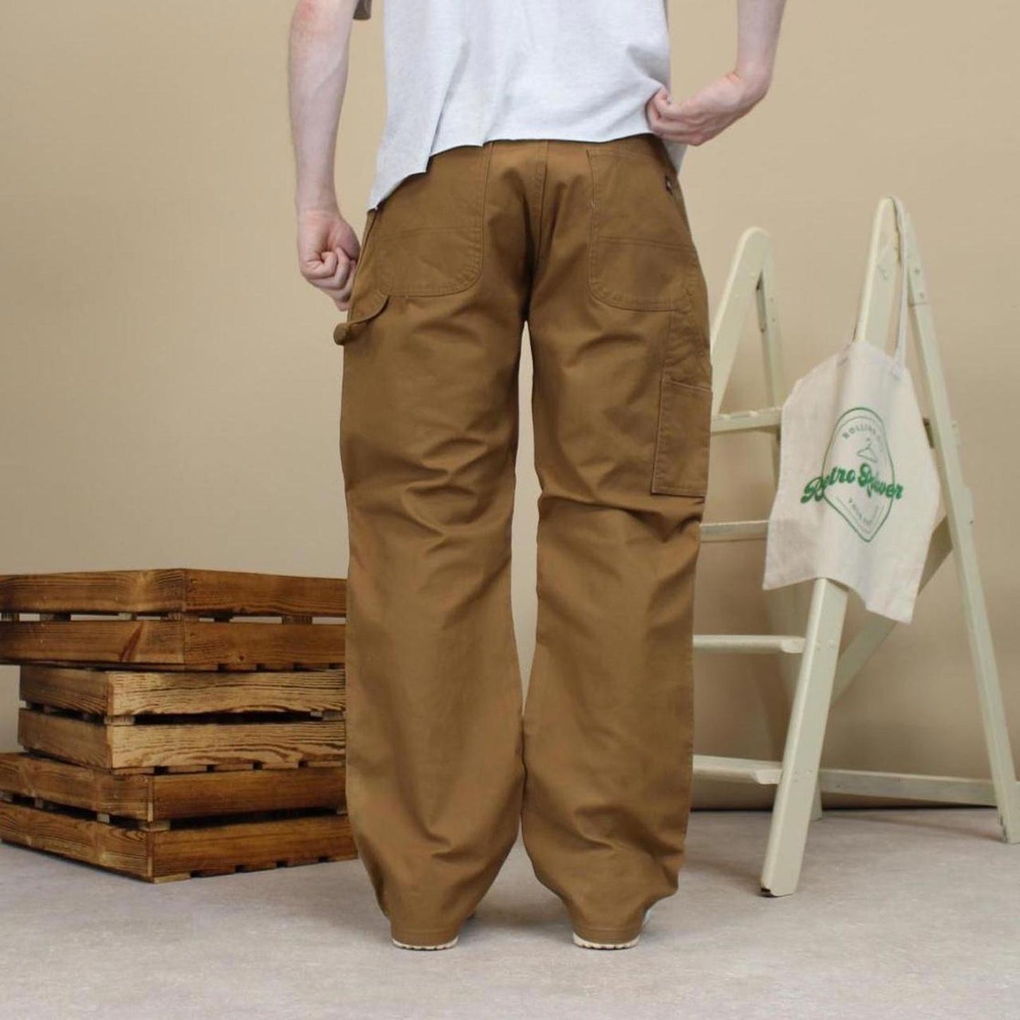 Tan Dickies carpenter jeans W36L32 loose canvas skater style cargos