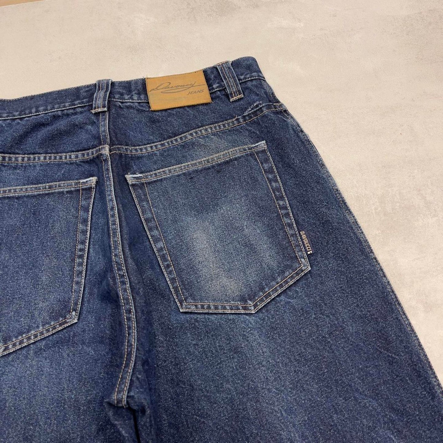 Baggy Davoucci jeans W34 L33 blue wide leg denim 90s style skater jeans