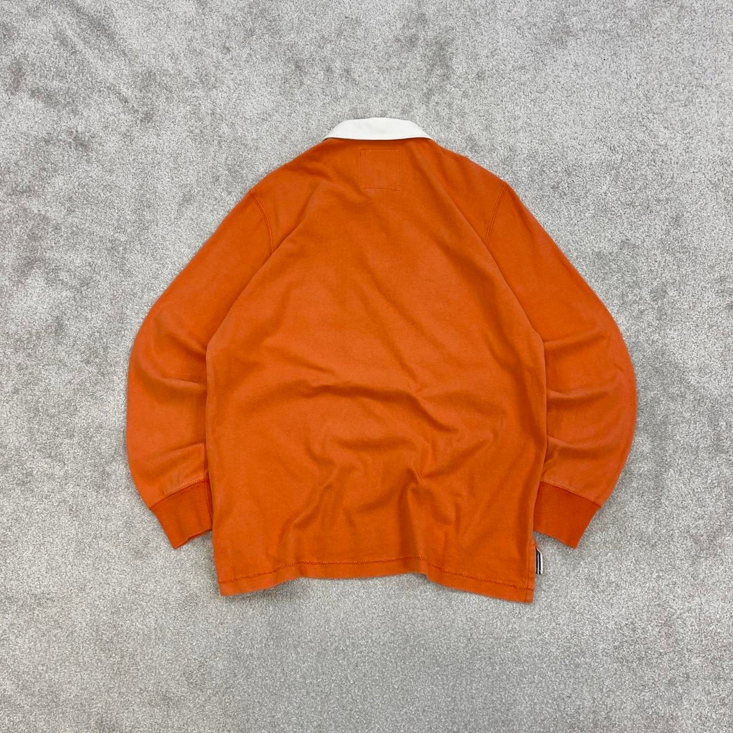 Orange Lands' End vintage Rugby Shirt Medium classic pastel colour long sleeve polo boxy fit