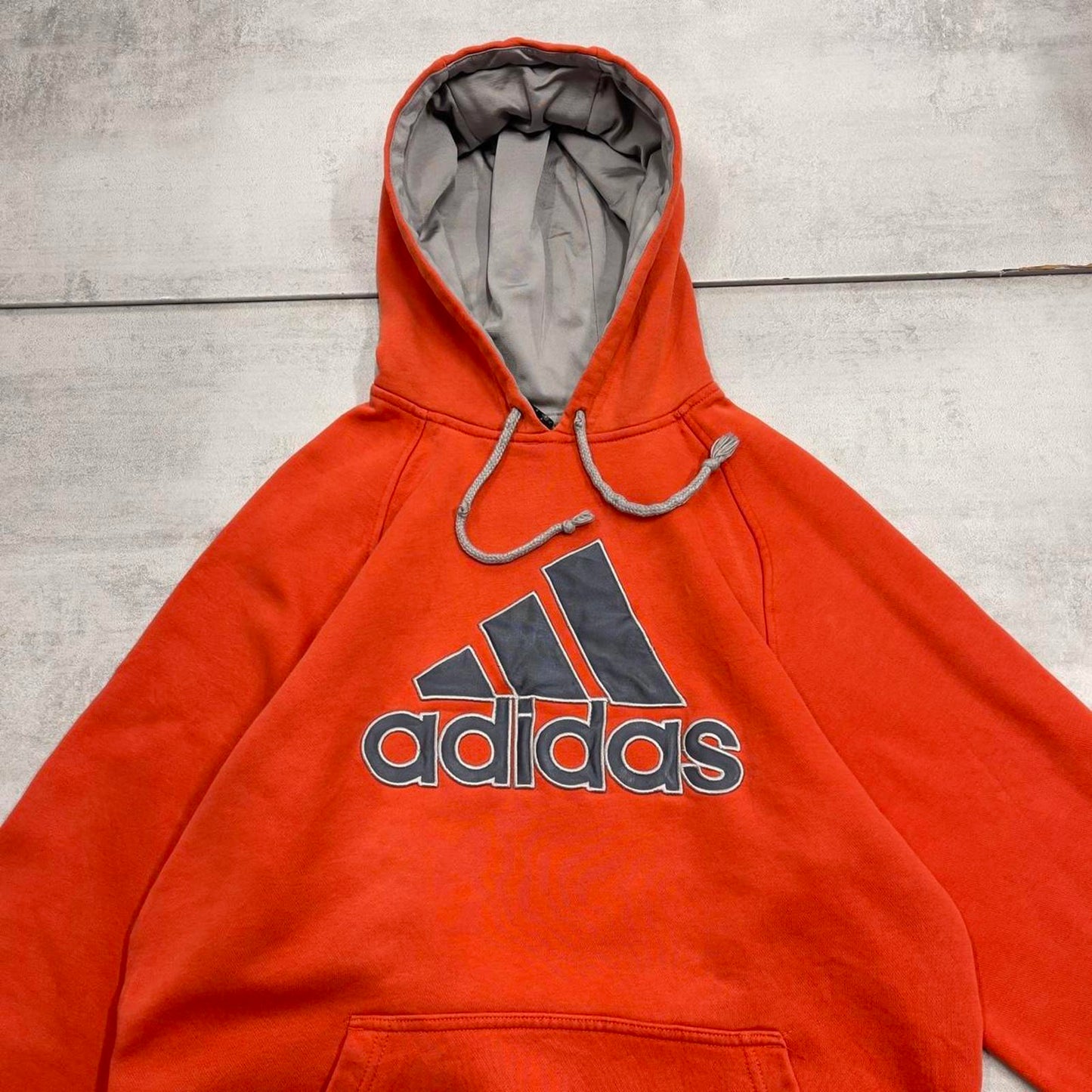 Orange Adidas hoodie S y2k pullover jumper embroidered logo