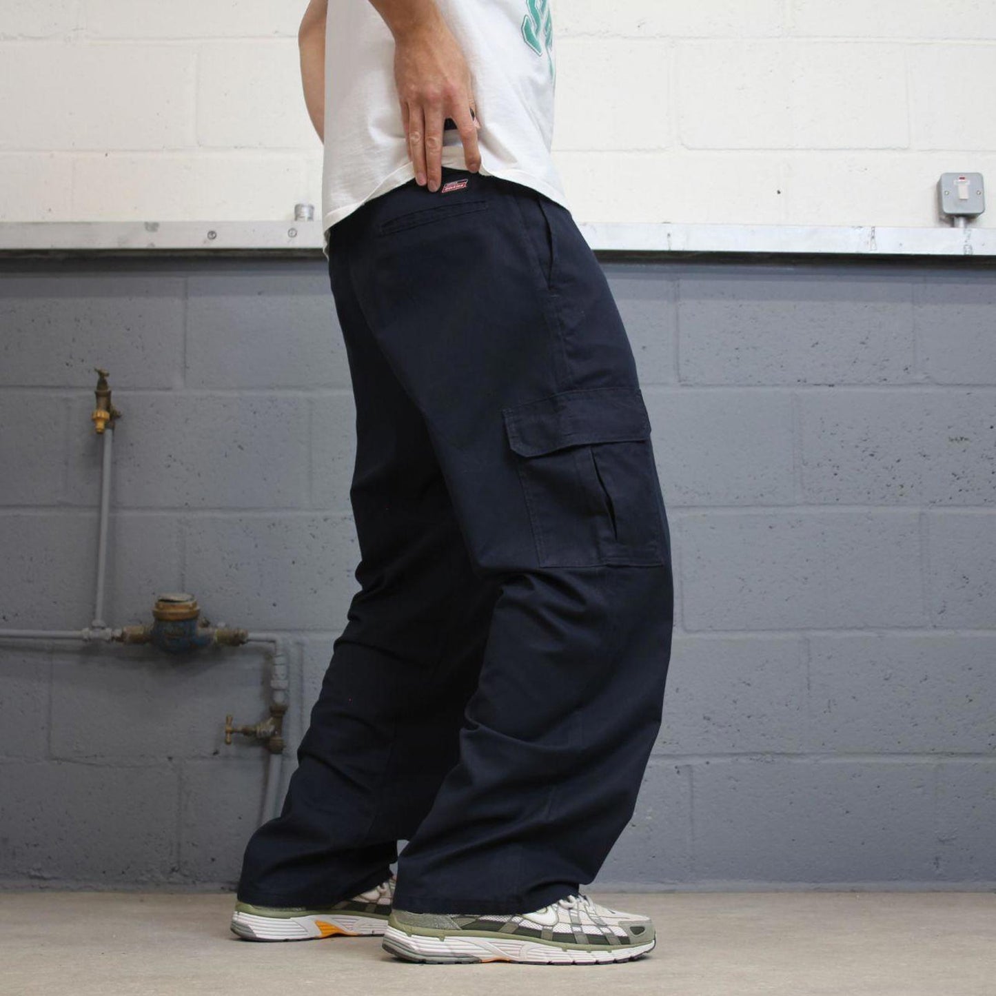 Baggy Dickies cargo trousers W40L30 navy chino style skater cargo pants