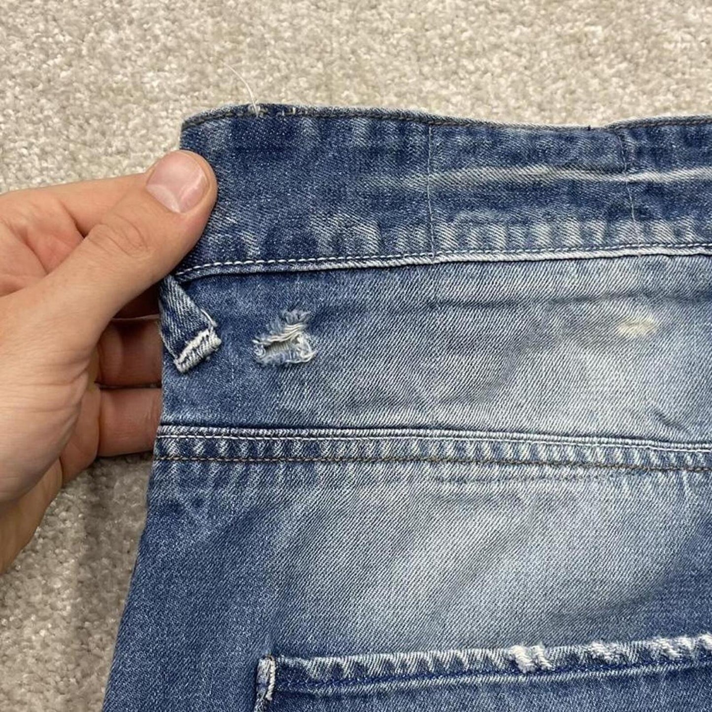 Y2k Jack & Jones long denim shorts loose blue Thick summer skater style jorts