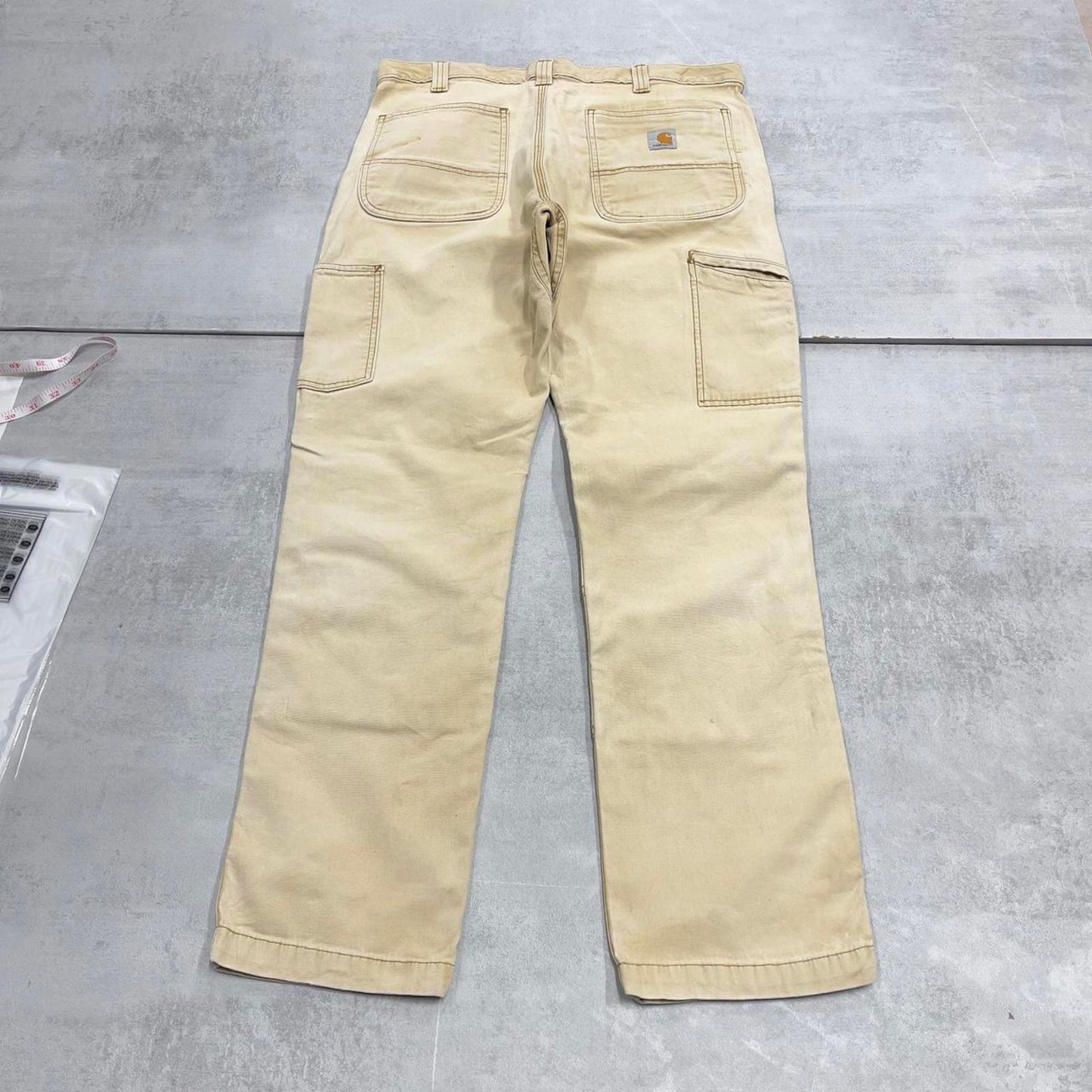 Cream Carhartt double knee carpenter jeans W34