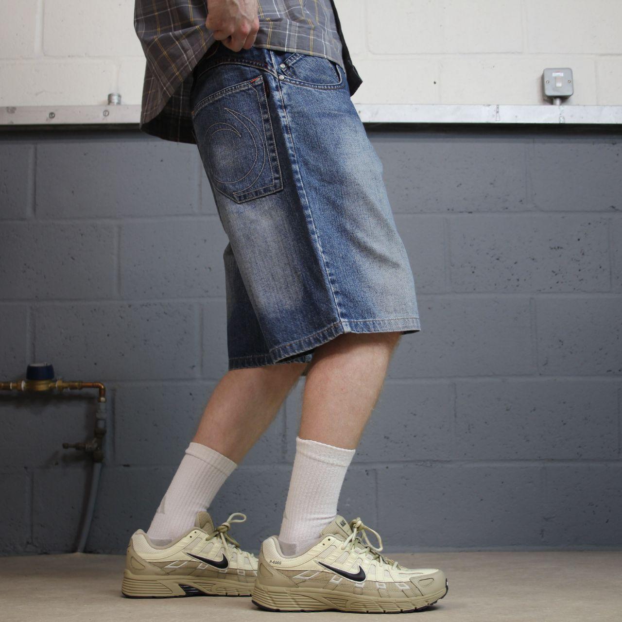 Baggy denim shorts y2k surf blue Loose fit WBJ summer festival jorts