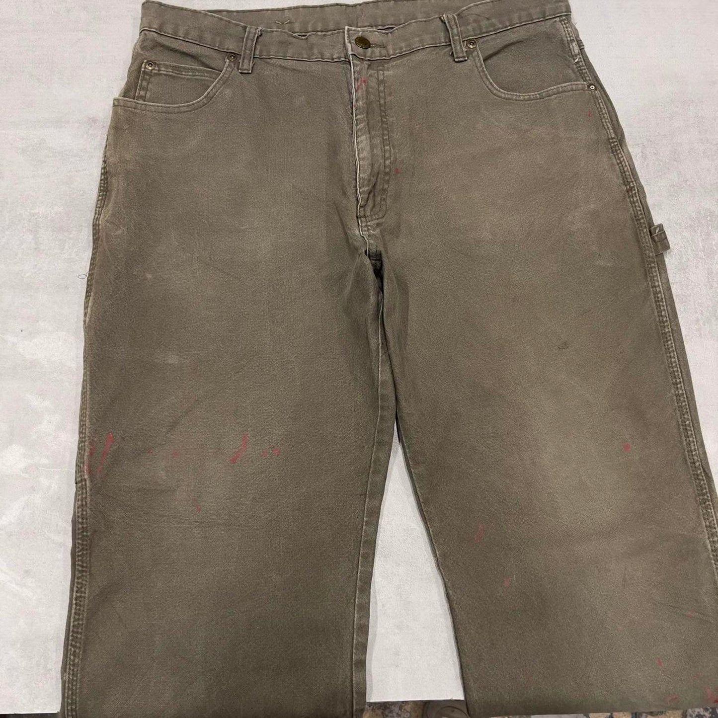 Loose Dickies carpenter jeans W36L30 90s skate style green thick canvas cargos
