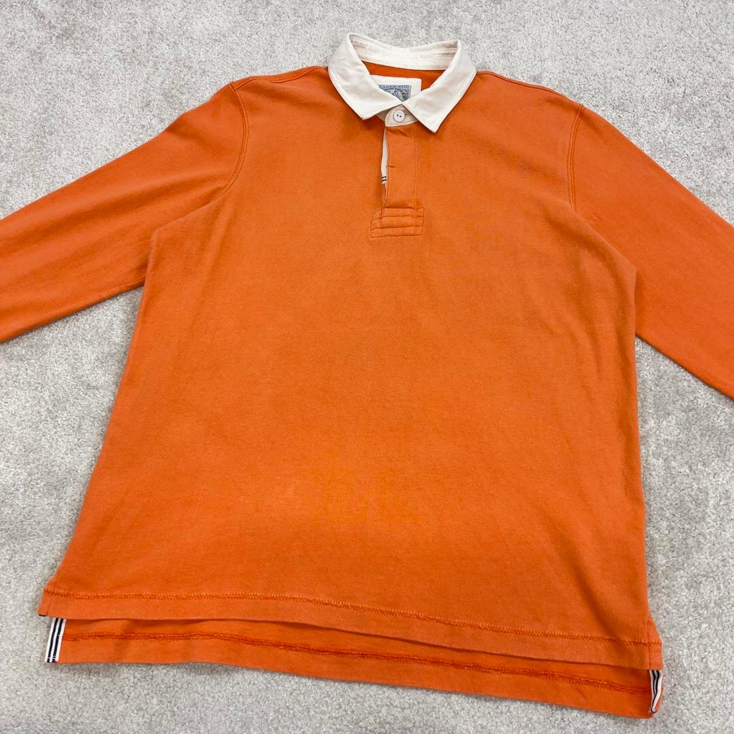 Orange Lands' End vintage Rugby Shirt Medium classic pastel colour long sleeve polo boxy fit