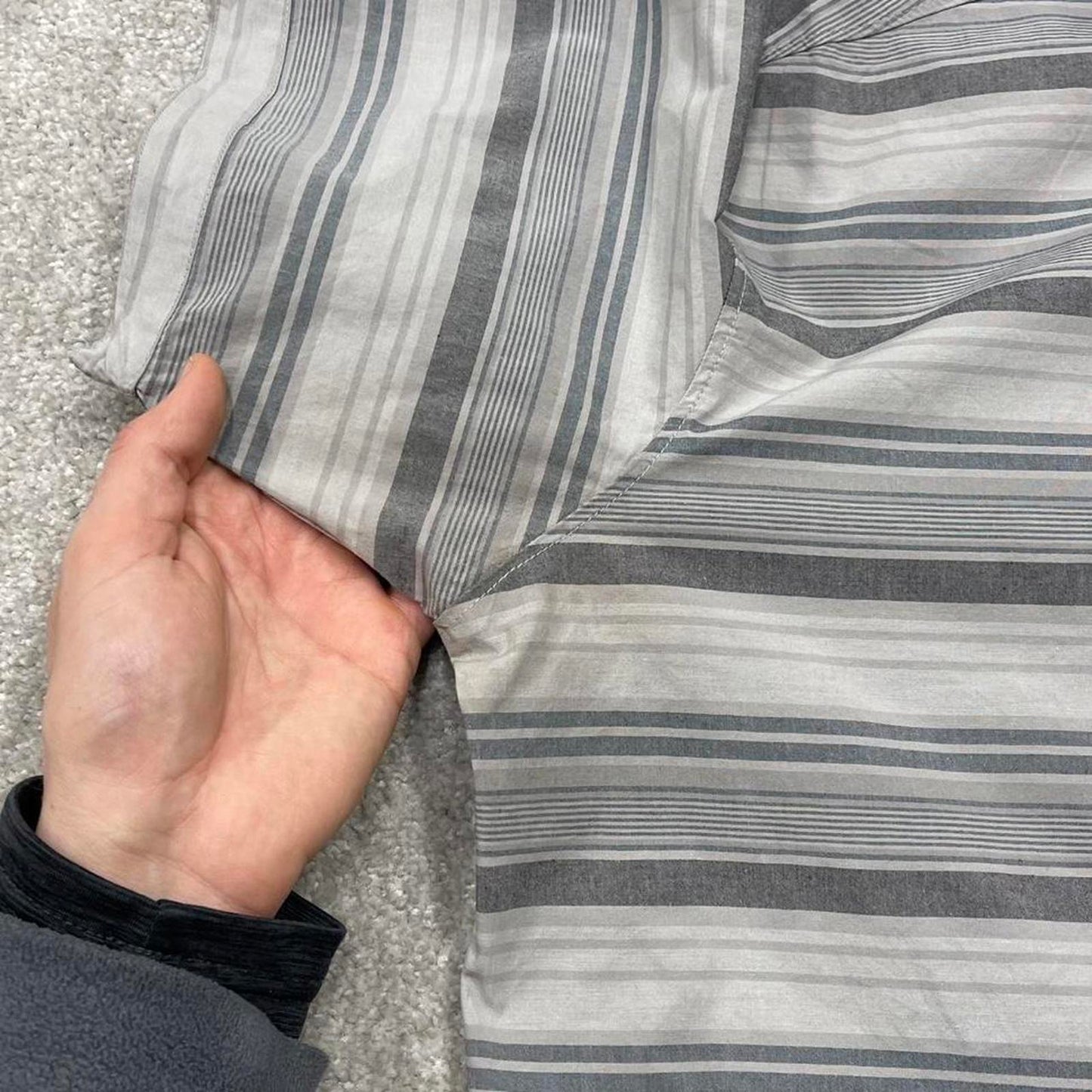 Y2K striped shirt short sleeve Columbia grey Surf style stripey shirt summer festival
