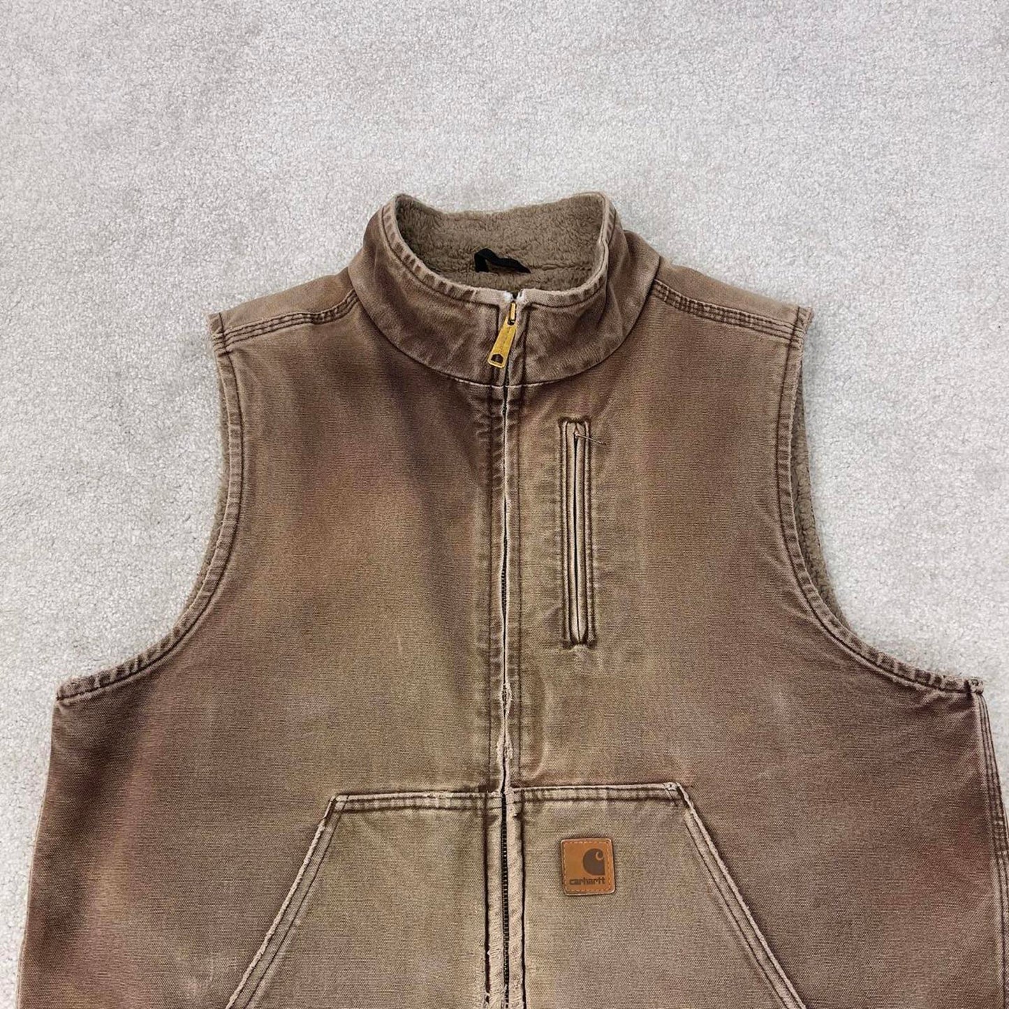 Brown vintage Carhartt gilet L sandstone canvas