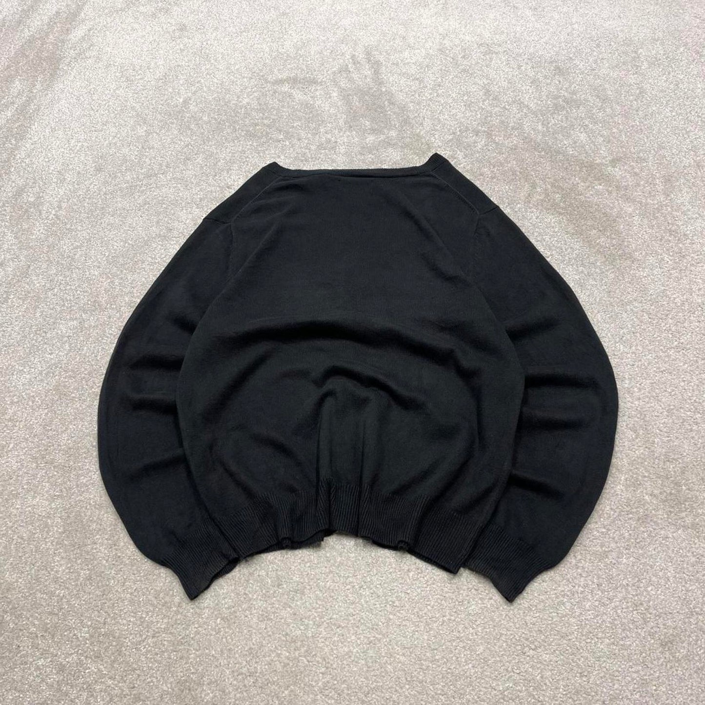 CHAPS knit cardigan jumper embroidered medium men's black knitted button up y2k 00s style