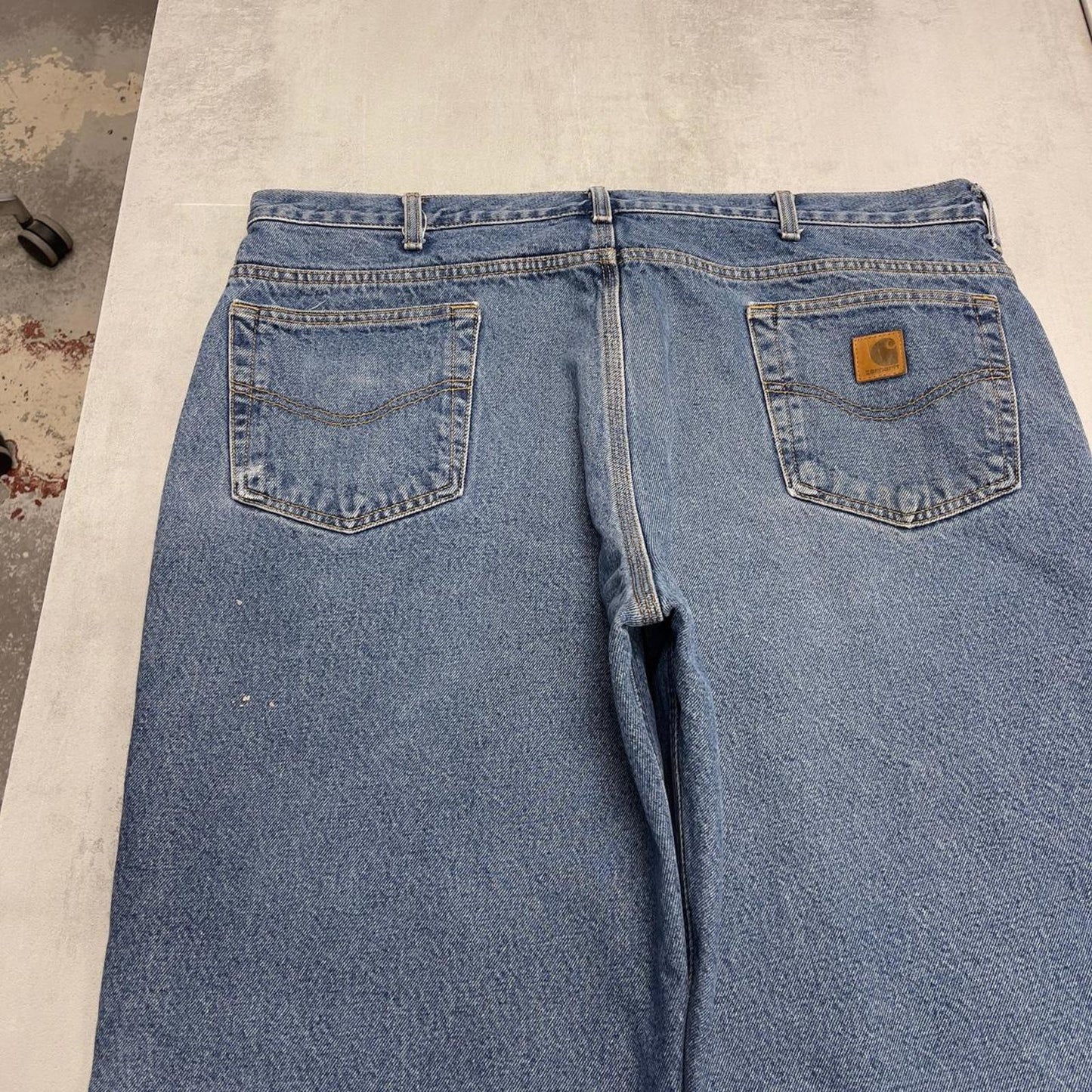 Mens Carhartt jeans W42 L30 blue thick fleece lined 90s style skater work jeans
