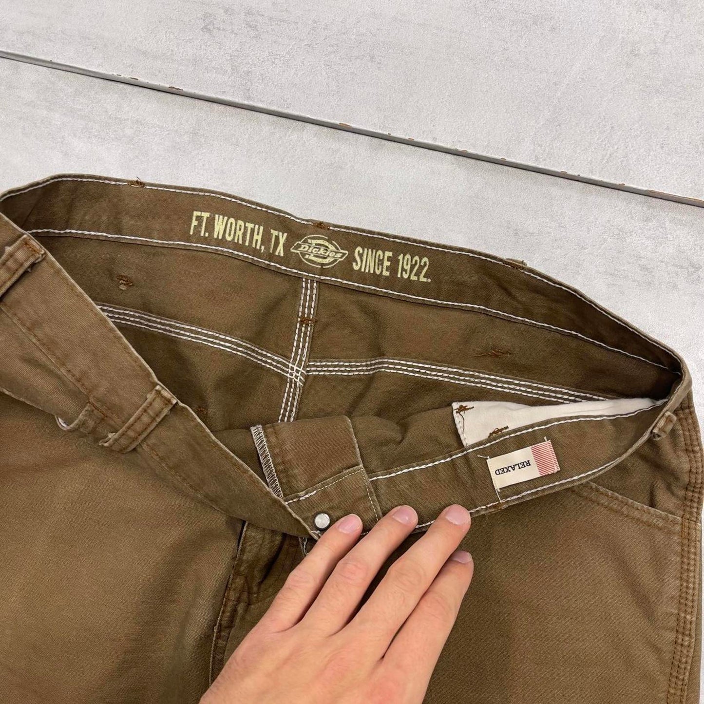 Dickies carpenter jeans W36L30 90s skate style brown thick canvas relaxed cargos