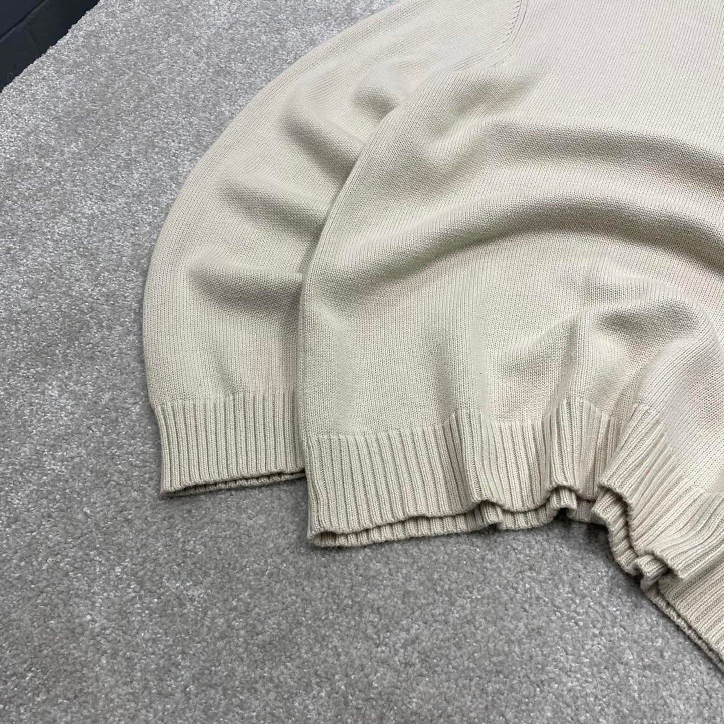 00s Nautica knit sweater jumper embroidered XXL men's beige heavy knitted pull over y2k 00s style