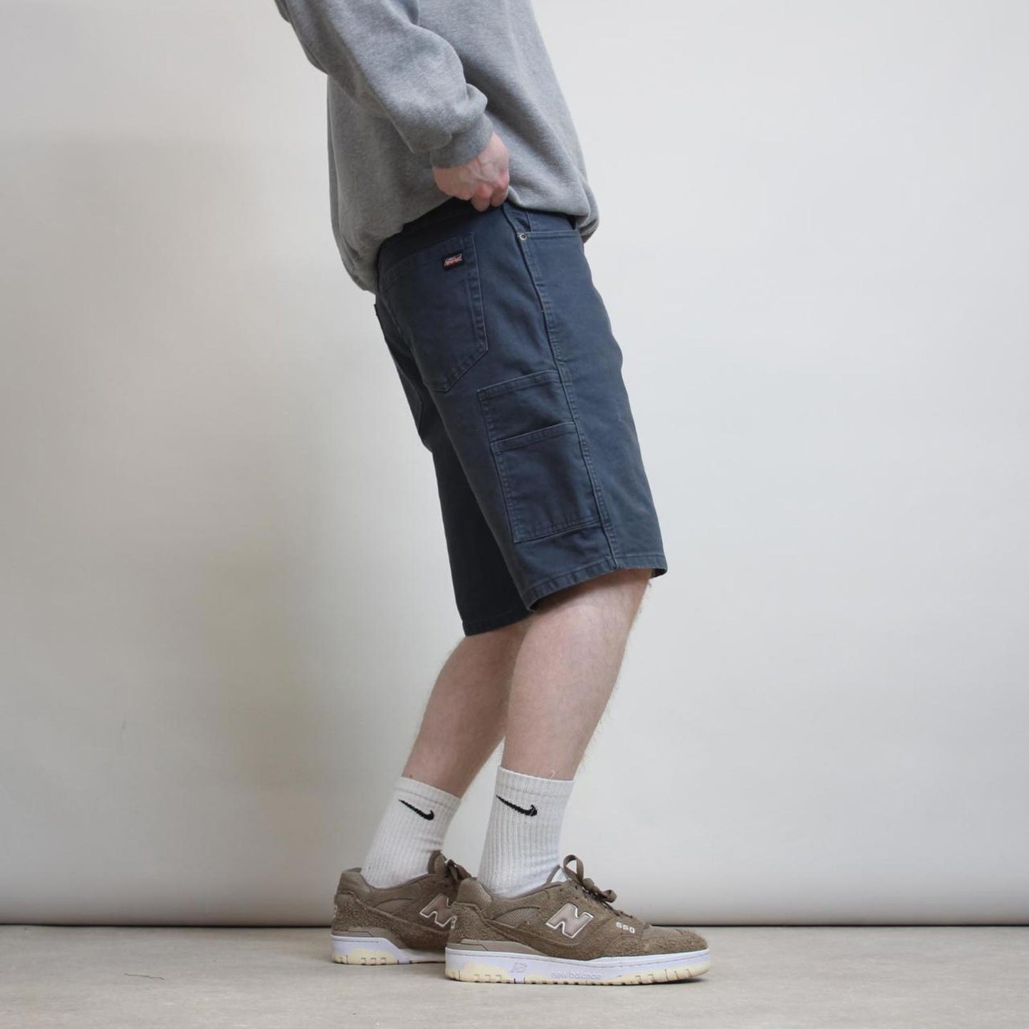 Mens Dickies carpenter shorts W32 navy grey canvas skater style jorts