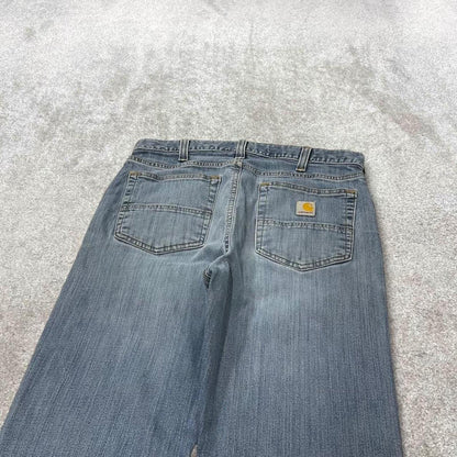 Carhartt work jeans relaxed fit blue Denim workwear pants white patch logo