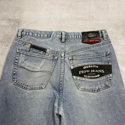 Blue embroidered Pepe Jeans W34L32 y2k style designer denim