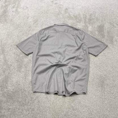 Y2K Wrangler short sleeeve shirt grey Workwear style button down summer shirt