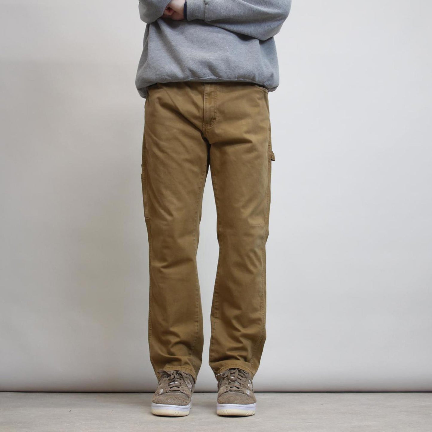 Mens Dickies carpenter jeans W38 L30 tan slim cargos waist patch