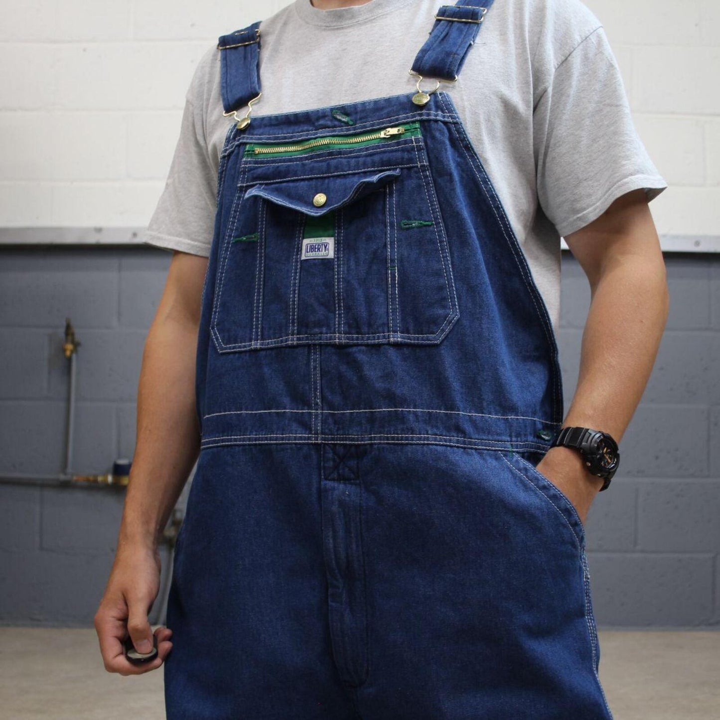 Baggy denim Dungarees vintage overalls blue Liberty workwear bib & brace utility