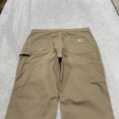 Carhartt carpenter jeans work pants Khaki brown W38L32 Relaxed fit skate style workwear trousers