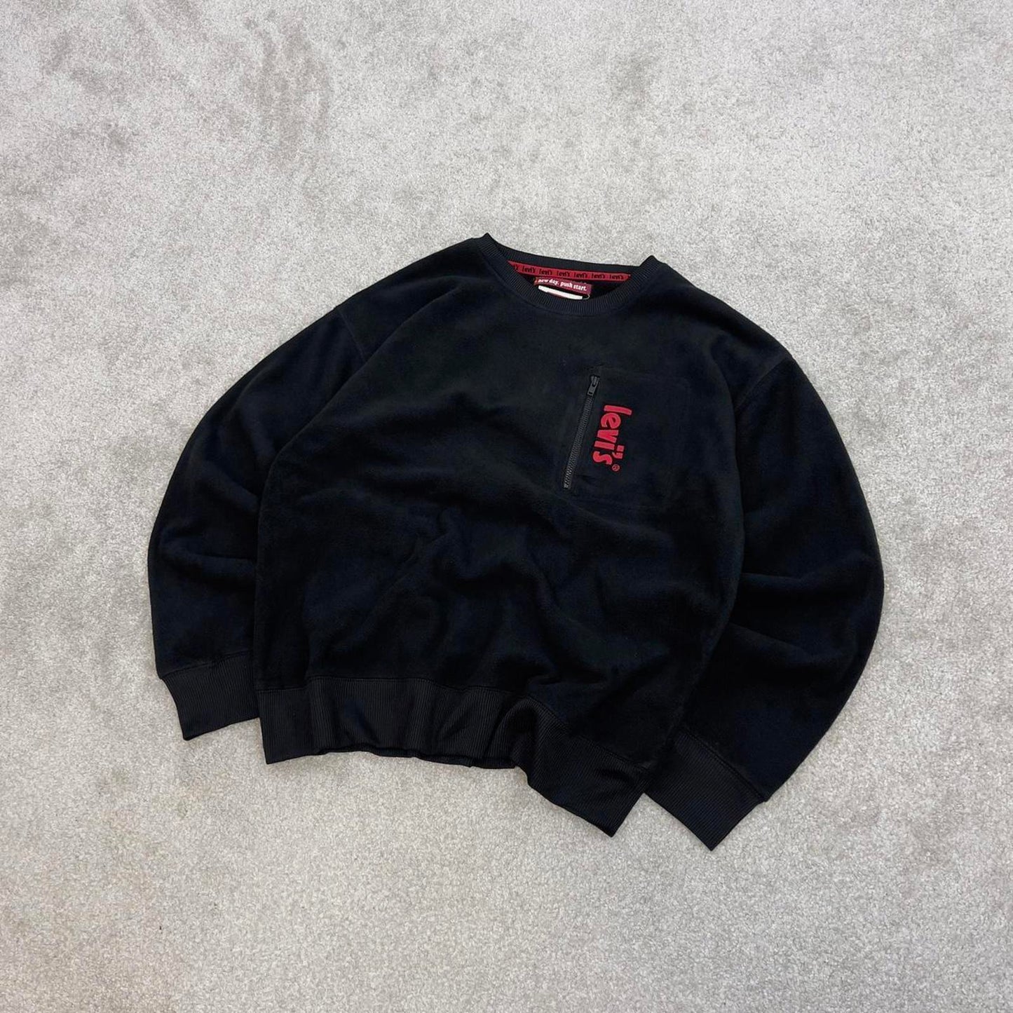 Black Levi's technical fleece youth XL 13-15 yrs pullover y2k autumn