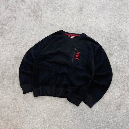 Black Levi's technical fleece youth XL 13-15 yrs pullover y2k autumn