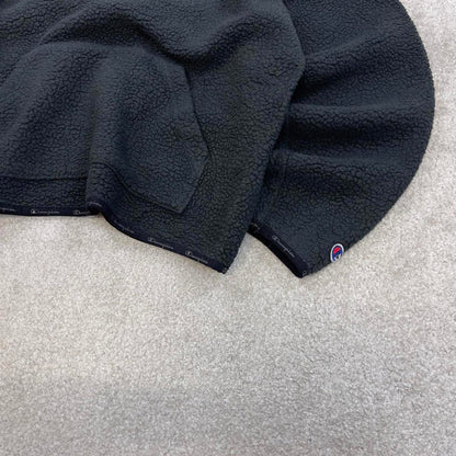 Black Champion technical fleece hoodie Medium Women's cropped y2k style autumn pull over