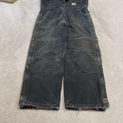 Vintage Carhartt dungarees faded black overalls Quilted bib & brace utility workwear