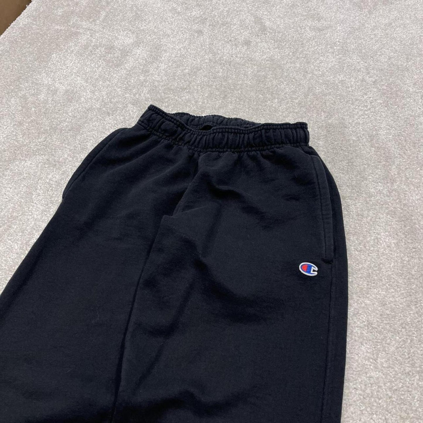Y2k Champion sweatpants joggers Small cuffed black Straight fit embroidered tracksuit bottoms