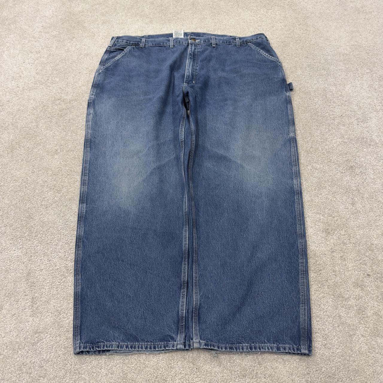 Vintage baggy Carhartt carpenter jeans y2k blue denim Loose leg 100% cotton skater style workwear