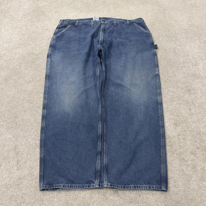 Vintage baggy Carhartt carpenter jeans y2k blue denim Loose leg 100% cotton skater style workwear
